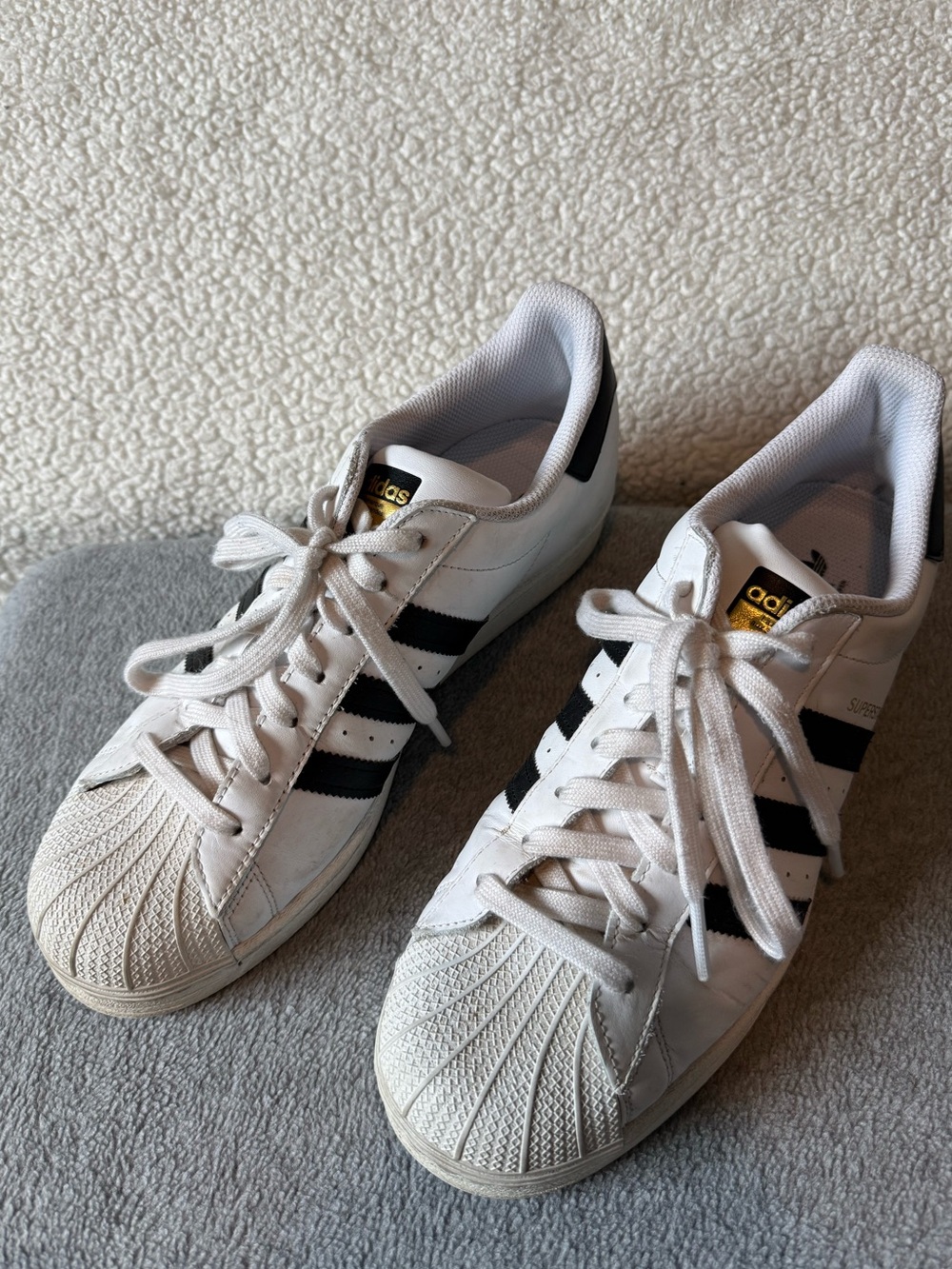 adidas White Sneakers with Black Stripes